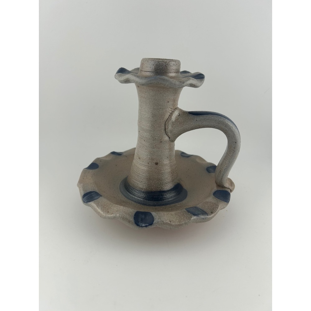Handmade Rowe Pottery Works‎ Chamber Candlestick Holder Cambridge, WI 1988